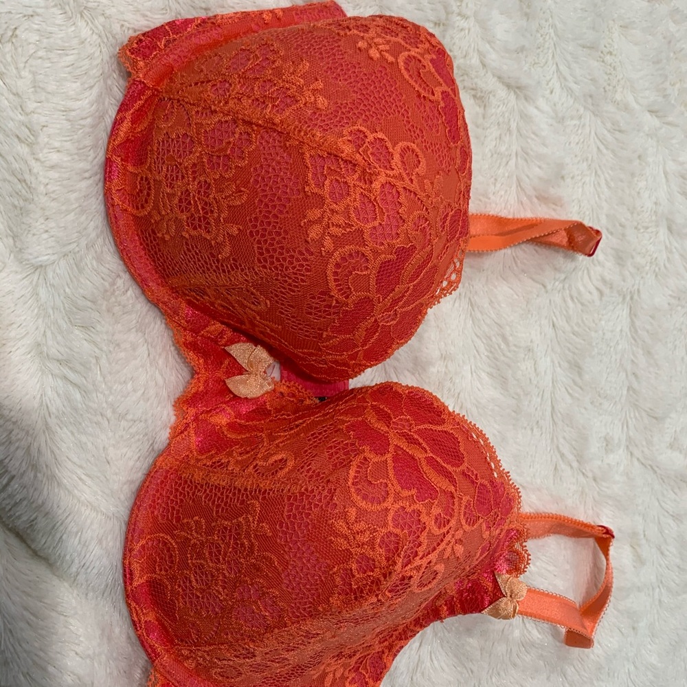Orange lace bra full coverage